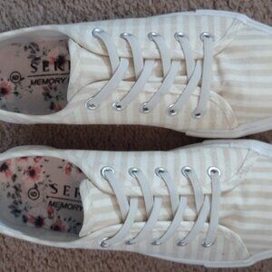 Tan and Cream Stripe Sneakers